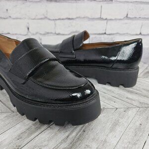 FRANCO SARTO LOAFERS SHOES Womens 10 Platform Thick Chunky Sole Patent Black